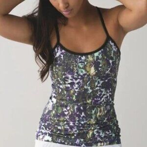 Lululemon Green & Yellow Print Power Y Tank Size 2